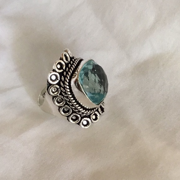 NWOT Blue Topaz wrap Gorgeous 925 Size 8 Awesome - Picture 3 of 7